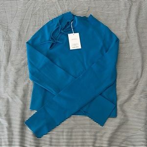 & Other Stories Blue Mockneck Tie Top